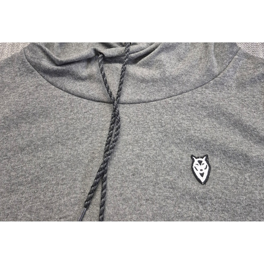Gerui Si women's gray cowl neck hoodie LG Wolf Logo Thumb Holes Pullover - Picture 4 of 14